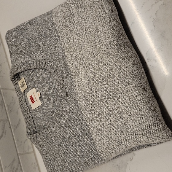 LEVI'S Red Tag Grey Striped  Knit Crewneck Sweater Mens XL - Picture 2 of 13